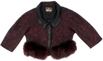 Roberto Cavalli Cropped Beaded Jacket with Fur - Lyst