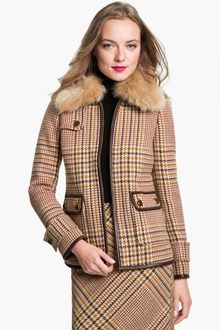 Tory Burch Jasmine Genuine Lamb Fur Collar Coat Online Exclusive - Lyst