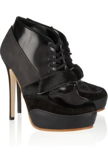 Acne Ace Suede Leather and Calf Hair Ankle Boots - Lyst