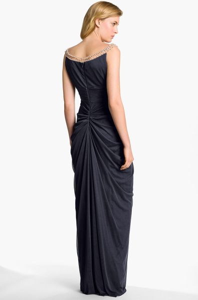 adrianna papell draped gown