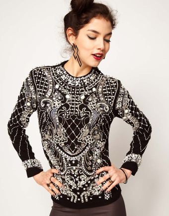 ASOS Collection Asos Top with Pearl Grid Embellished Armour - Lyst