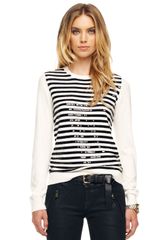 Michael by Michael Kors Sequin-stripe Sweater