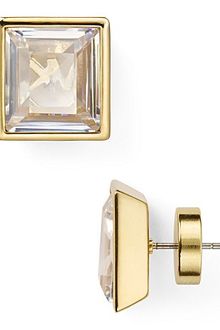 Michael Kors Clear Crystal Square Earrings - Lyst