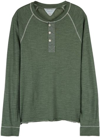Rag & Bone Ls Henley Army Green Moulinex Cotton - Lyst