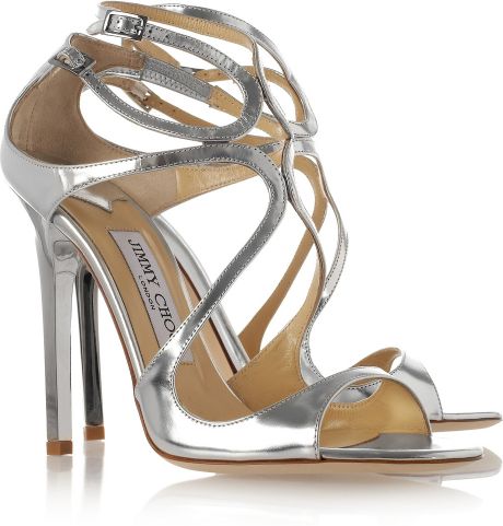 choo lance jimmy sandals metallic leather silver