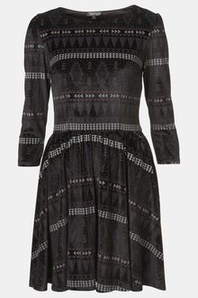 Topshop Aztec Velvet Skater Dress - Lyst