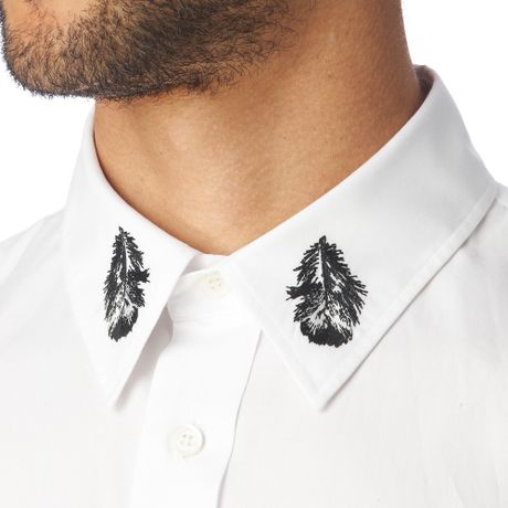 shirt collar embroidered cuff mcqueen alexander slim single