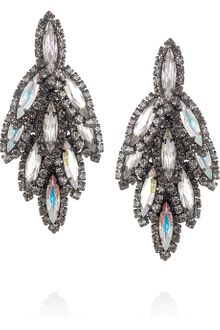 Elizabeth Cole Hematiteplated Swarovski Crystal Earrings - Lyst