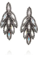 Elizabeth Cole Hematiteplated Swarovski Crystal Earrings