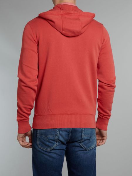 Fred Perry Zip Through Hooded Sweater in Red for Men | Lyst
