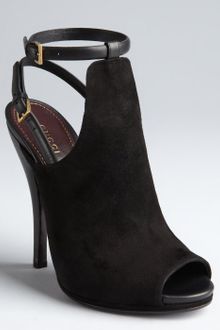Gucci Black Leather and Suede Slingback Ankle Strap Cutout Peep Toe Pumps - Lyst