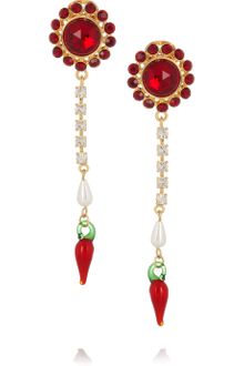 Miu Miu Crystal and Glass Drop Clip Earrings - Lyst