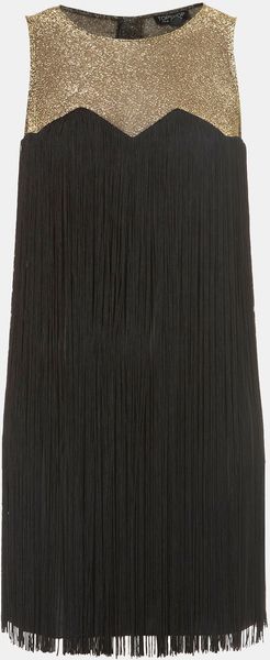Topshop Glitter Fringe Minidress - Lyst