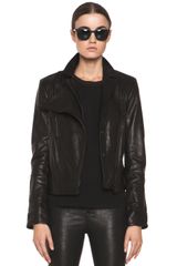 Alexander Wang Double Zip Hybrid Leather Jacket in Black