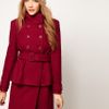 Asos Collection Asos Peplum Coat with Belt in Red (pink) - Lyst