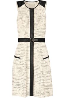 Jason Wu Belted Leathertrimmed Tweed Dress - Lyst