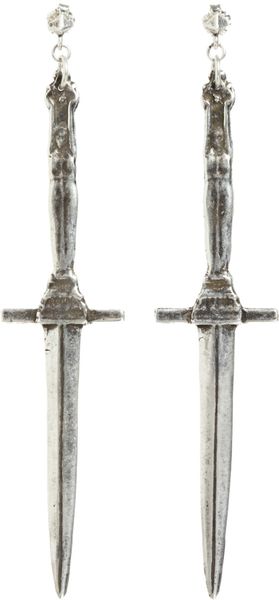 Pamela Love Antique Silver Dagger Earrings - Lyst