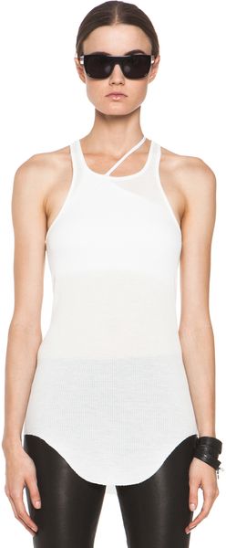 Rick Owens Ribbed Tank in Milk - Lyst