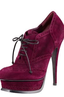 Yves Saint Laurent Tribute Laceup Suede Bootie Sloe - Lyst