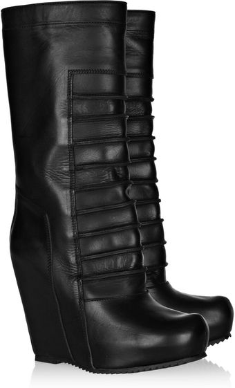Rick Owens Leather Wedge Boots - Lyst
