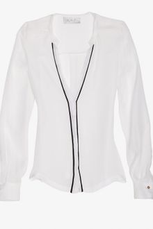 A.L.C. Marianne V Neck Blouse with Piping - Lyst