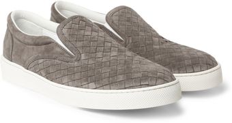 Bottega Veneta Intrecciato Suede Slip-on Shoes - Lyst