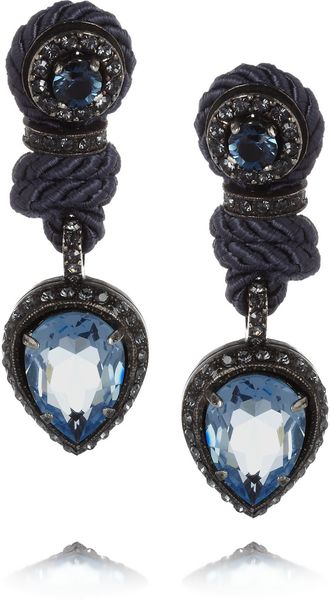 Lanvin Crystal and Cord Clip Earrings - Lyst