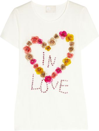 Lanvin Embellished Jersey Tshirt - Lyst