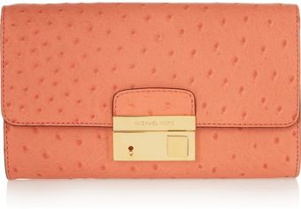 Michael Kors Gia Ostricheffect Leather Clutch - Lyst