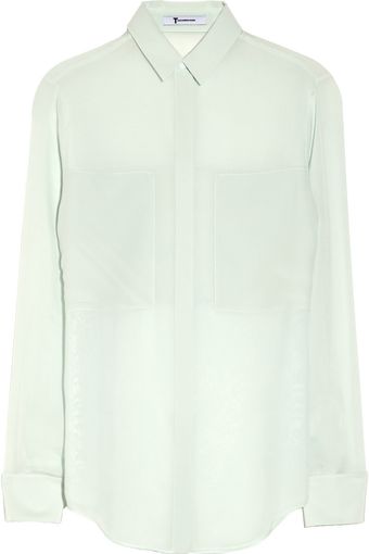 T By Alexander Wang Paneled Silk Blouse - Lyst
