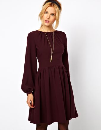 ASOS Collection Skater Dress with Blouson Sleeve - Lyst