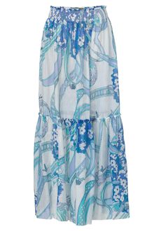 Emilio Pucci Whiteblue Multi Cottonsilk Maxi Skirt - Lyst