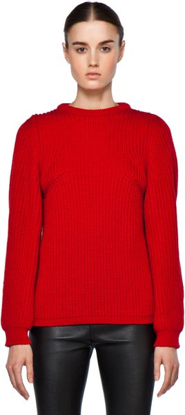 Chloé Ribbed Pullover in Red - Lyst