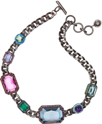Lanvin Jeweled Choker Necklace in Aged Silver - Lyst