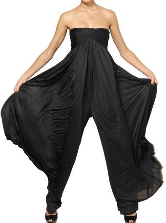 Alexander McQueen Draped Viscose Jersey Jumpsuit - Lyst