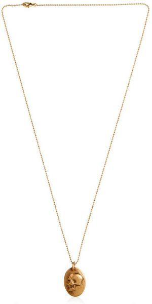 Alexander Mcqueen Skull Pendant Necklace In Gold For Men Lyst