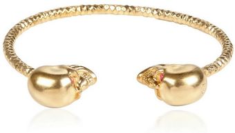 Alexander McQueen Twin Skull Brass Bracelet - Lyst