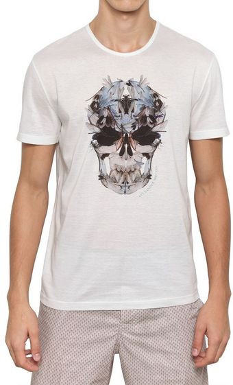 Alexander McQueen Dragonfly Skull Cotton Jersey T-shirt - Lyst
