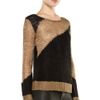 Alice + Olivia Opal Novelty Stitch Crewneck Sweater  in Brown (beige &amp; black) - Lyst
