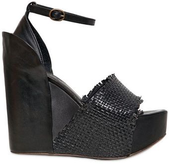 BB Bruno Bordese 120mm Calfskin Satin Woven Wedges - Lyst
