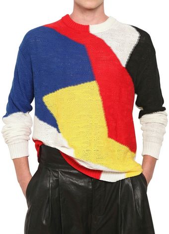 Damir Doma Multicolor Intarsia Cotton Knit Sweater - Lyst