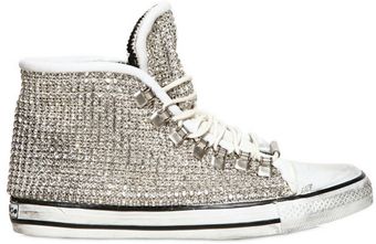 Dioniso Leather and Swarovski High Top Sneakers - Lyst