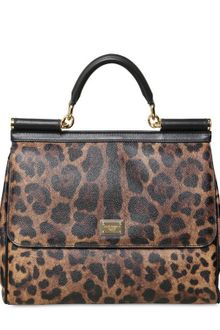 Dolce & Gabbana Miss Sicily Leopard Print Pvc Top Handle - Lyst