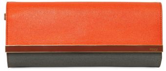 Fendi Rush Two Tone Textured Leather Clutch - Lyst
