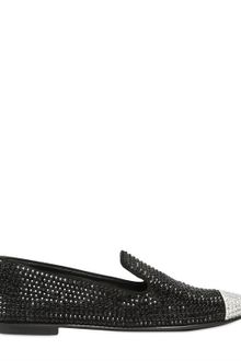 Giuseppe Zanotti Suede Swarovski Loafers - Lyst