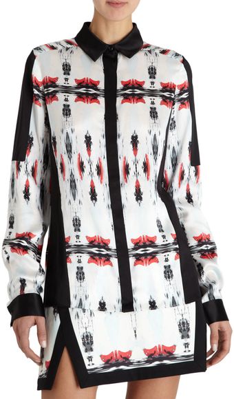 Icb Mirrorred Ink Blot Print Button Shirt - Lyst