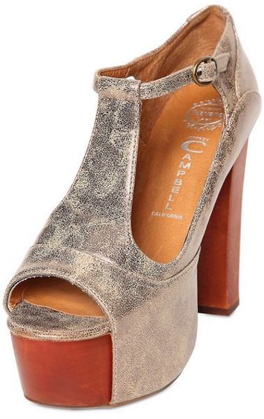 Jeffrey Campbell Metallic Open Toe Platforms in Gold (bronze) | Lyst