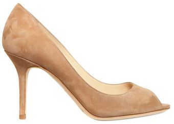 Jimmy Choo 85mm Evelyn Suede Open Toe Pumps - Lyst