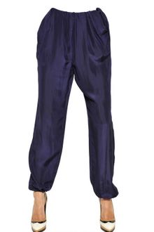 Lanvin Washed Silk Satin Trousers - Lyst