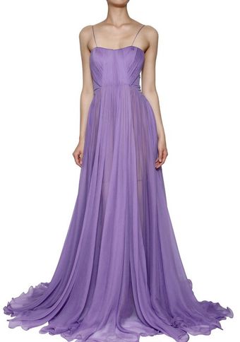 Maria Lucia Hohan Silk Muslin Front Drape Long Dress - Lyst